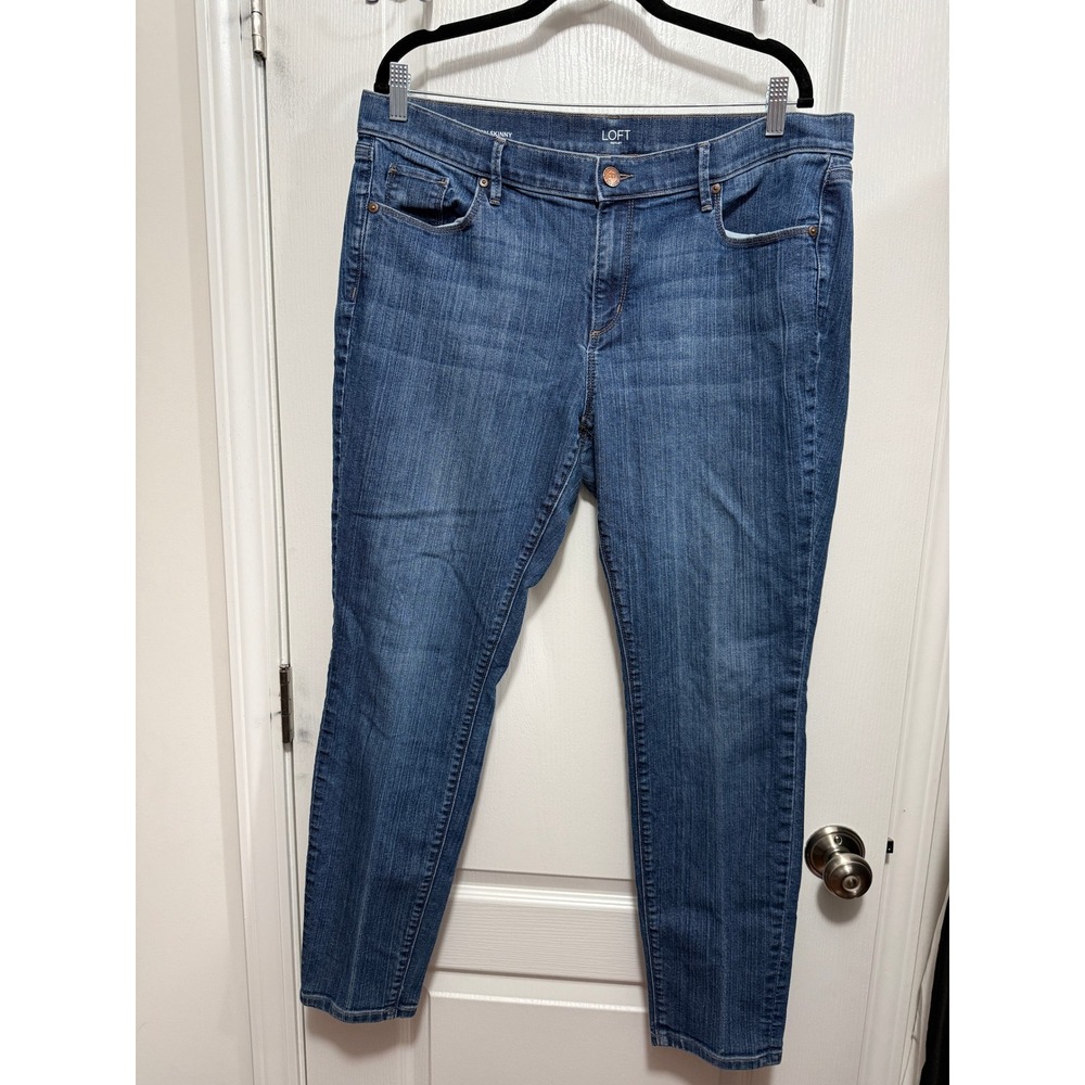 LOFT Modern Skinny Jeans Womens Size 16‎ Medium Wash Blue Denim Stretch Pants